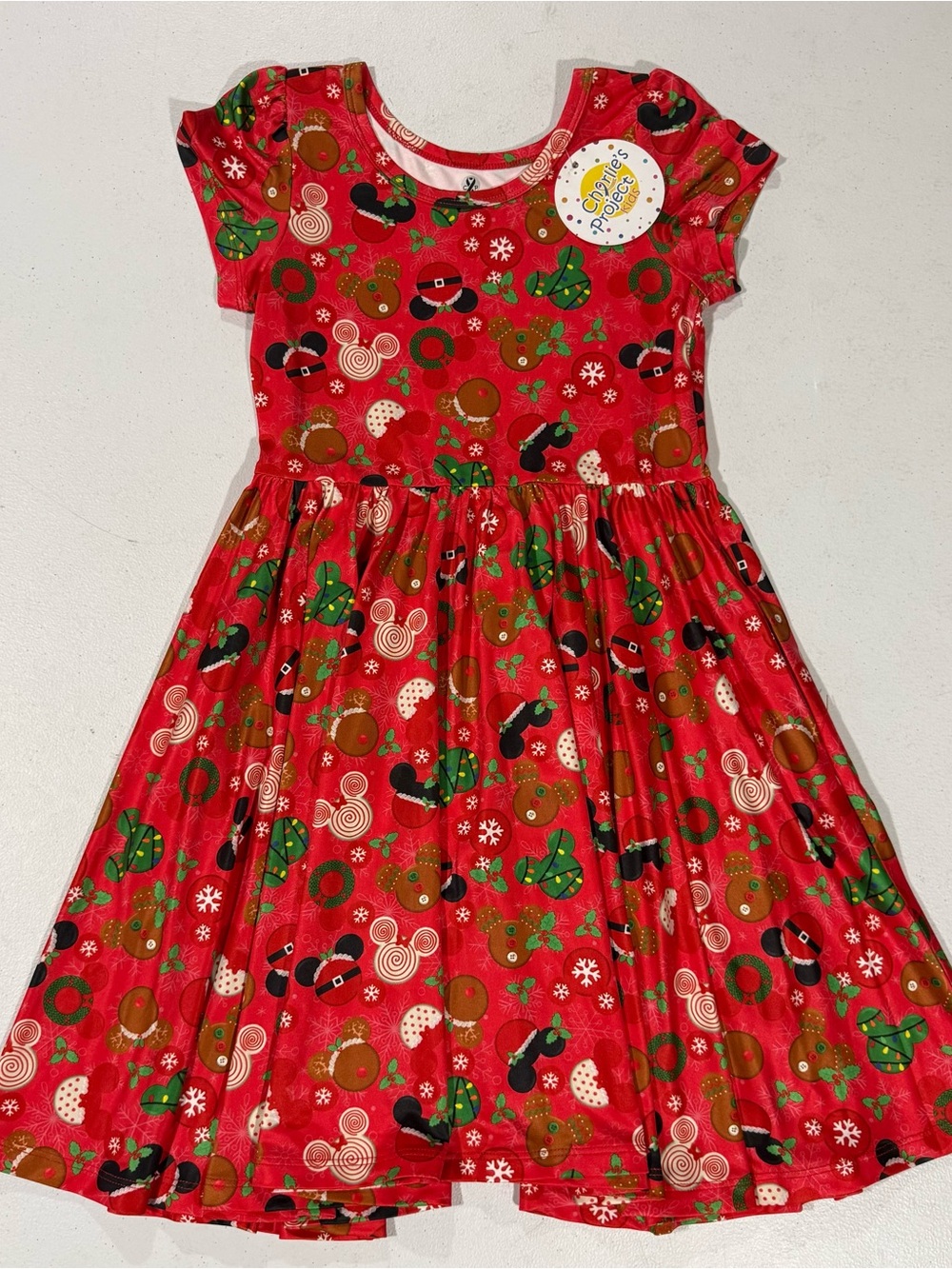 Charlie’s Project Christmas Mickey Disney Cookies Girls Twirl Dress